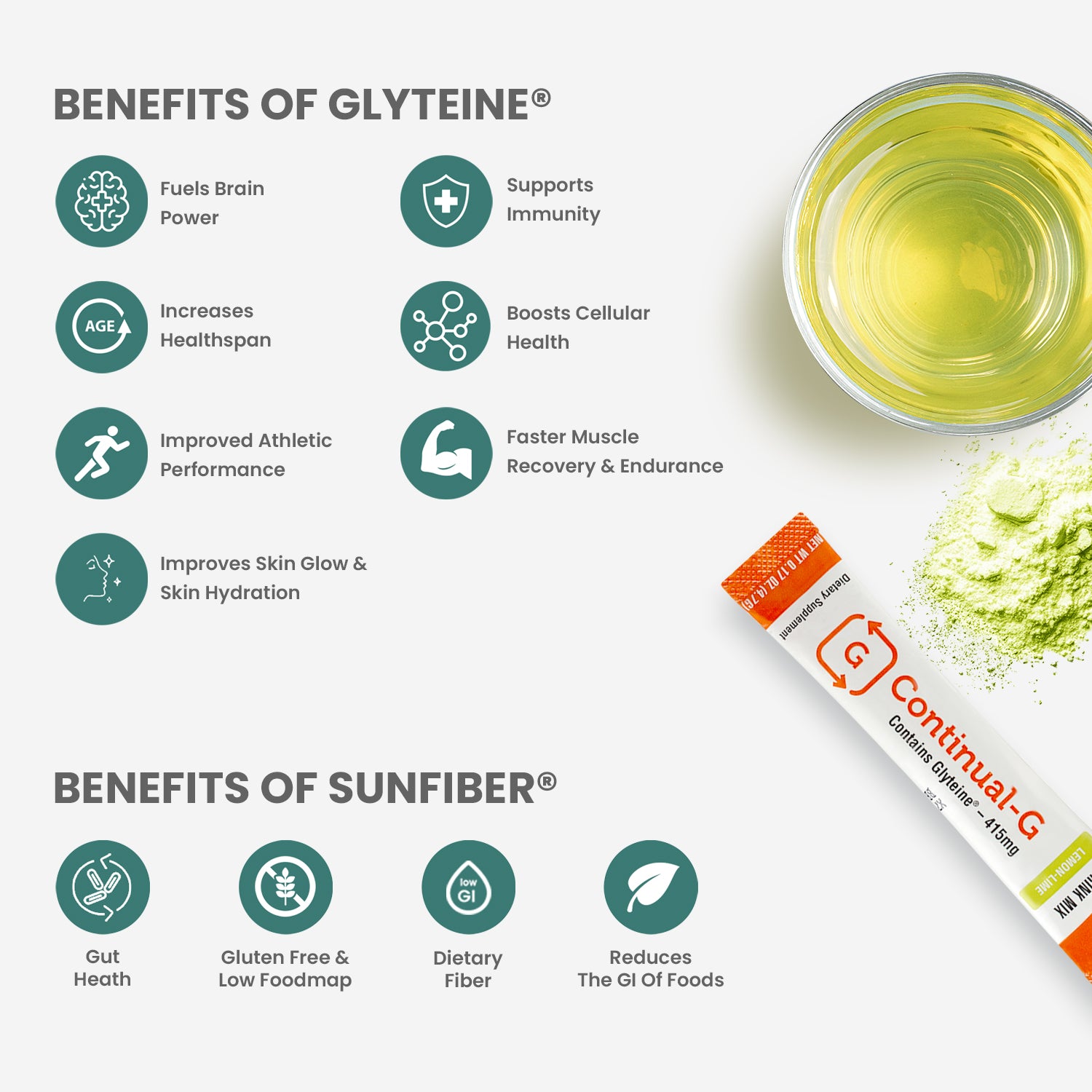 Continual-G Powder with benefits of Glyteine and Sunfiber